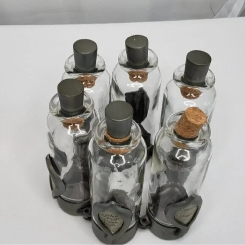 Unique Jars Spice Witchy Goth Silver Tone 6 Jars Kitchen Spells - Picture 6 of 16